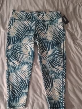 Ideology Teal, White & Navy Tie-Dye Leggings